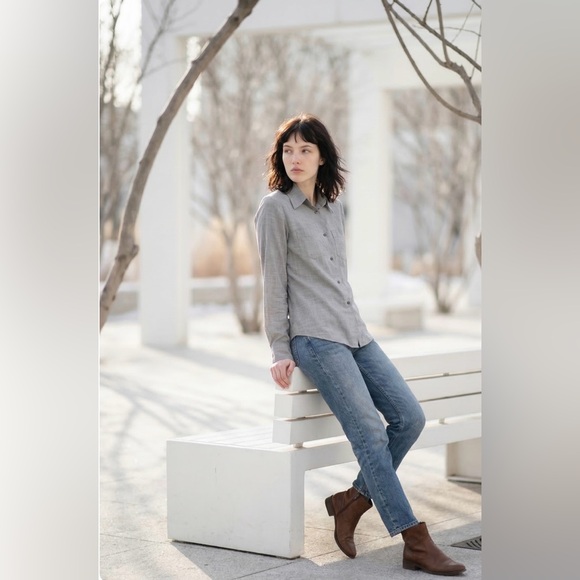 STRENESSE Tops - STRENESSE GAbriele Strehle Gray Button-Down Shirt Made in Germany 100% wool